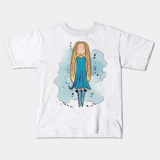 Sweet girl with long blond hair Kids T-Shirt